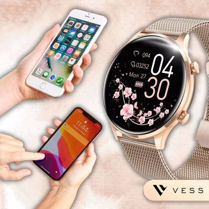 Moteriškas išmanusis laikrodis (Smartwatch) su skambučių funkcija, atsparus vandeniui + 4 dirželiai