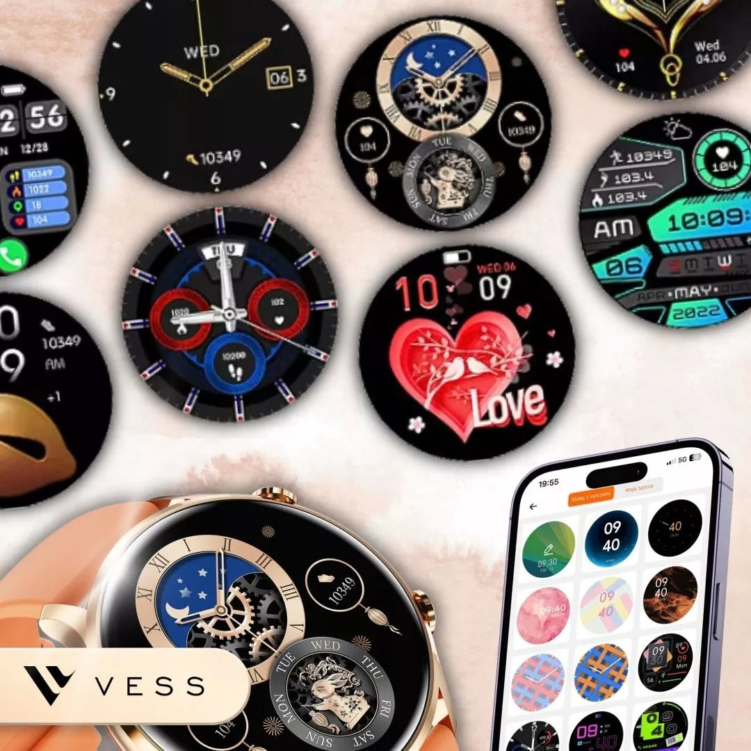 Moteriškas išmanusis laikrodis (Smartwatch) su skambučių funkcija, atsparus vandeniui + 4 dirželiai