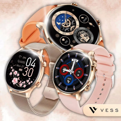 Moteriškas išmanusis laikrodis (Smartwatch) su skambučių funkcija, atsparus vandeniui + 4 dirželiai