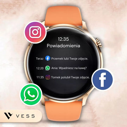 Moteriškas išmanusis laikrodis (Smartwatch) su skambučių funkcija, atsparus vandeniui + 4 dirželiai