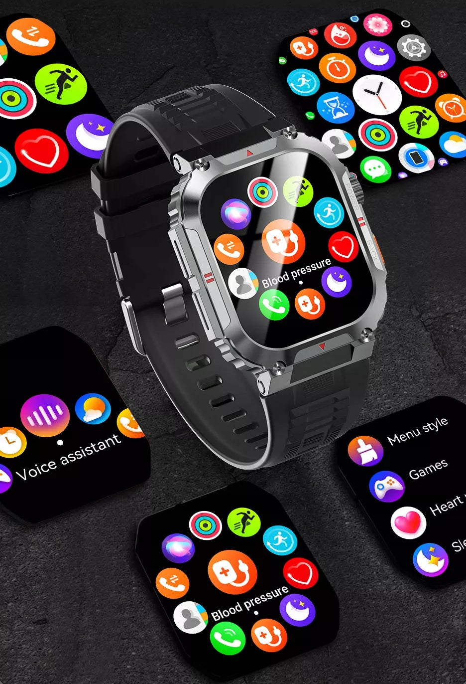 SMARTWATCH LAIKRODIS MENIU RO INTER TELEFONAS ATSPARUS VANDENIUI IP68 PULSO MATUOKLIS SLĖGIS DEGUONIS HD