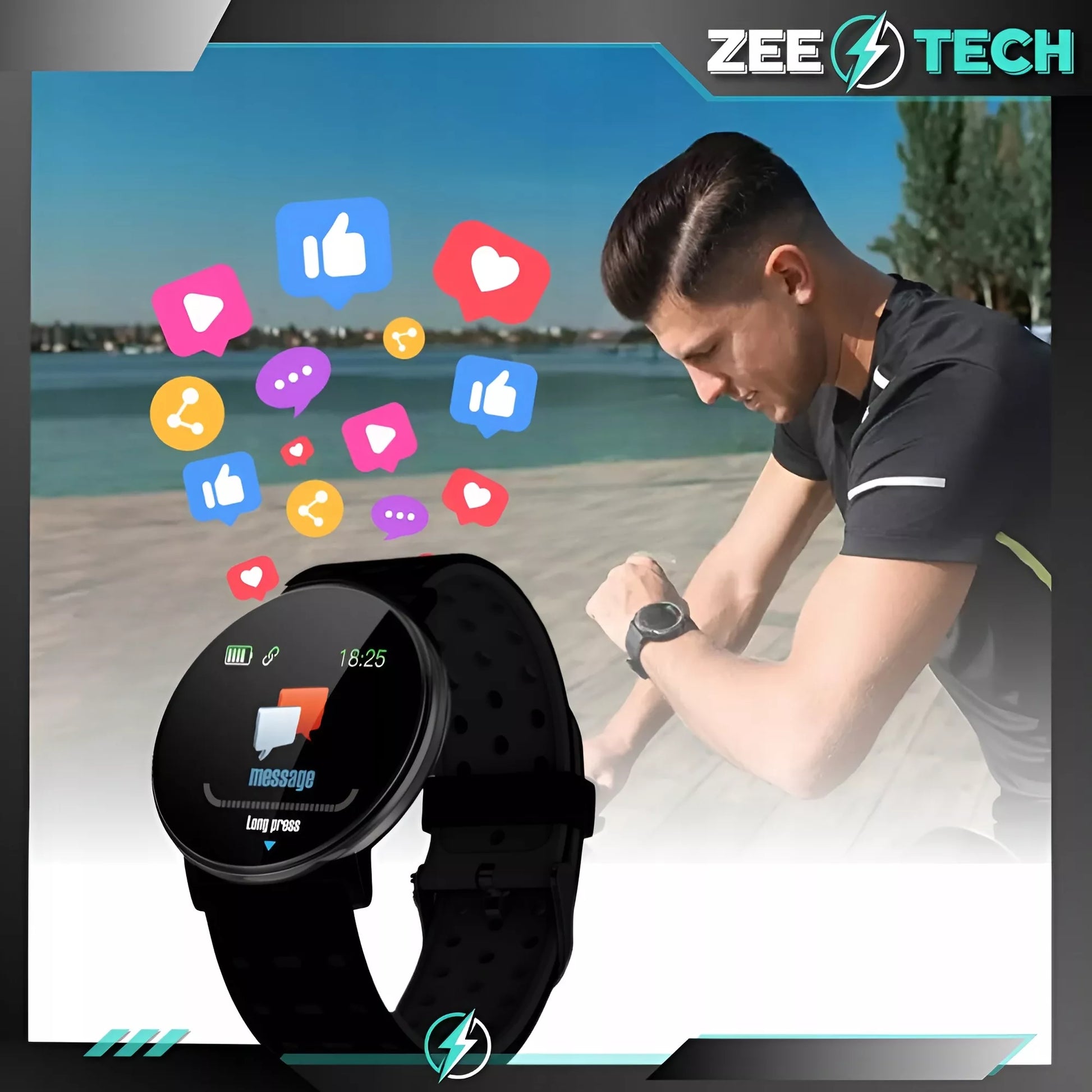 SMARTWATCH LAIKRODIS SPORTINĖ Apyrankė VYRIŠKA MOTERIŠKA ŽINGSNIAI PULSAS PRANEŠIMAI