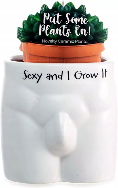 ZABAWNA DONICZKA „SEXY AND I GROW IT” – PREZENT DLA MIŁOŚNIKÓW ROŚLIN – 12 CM