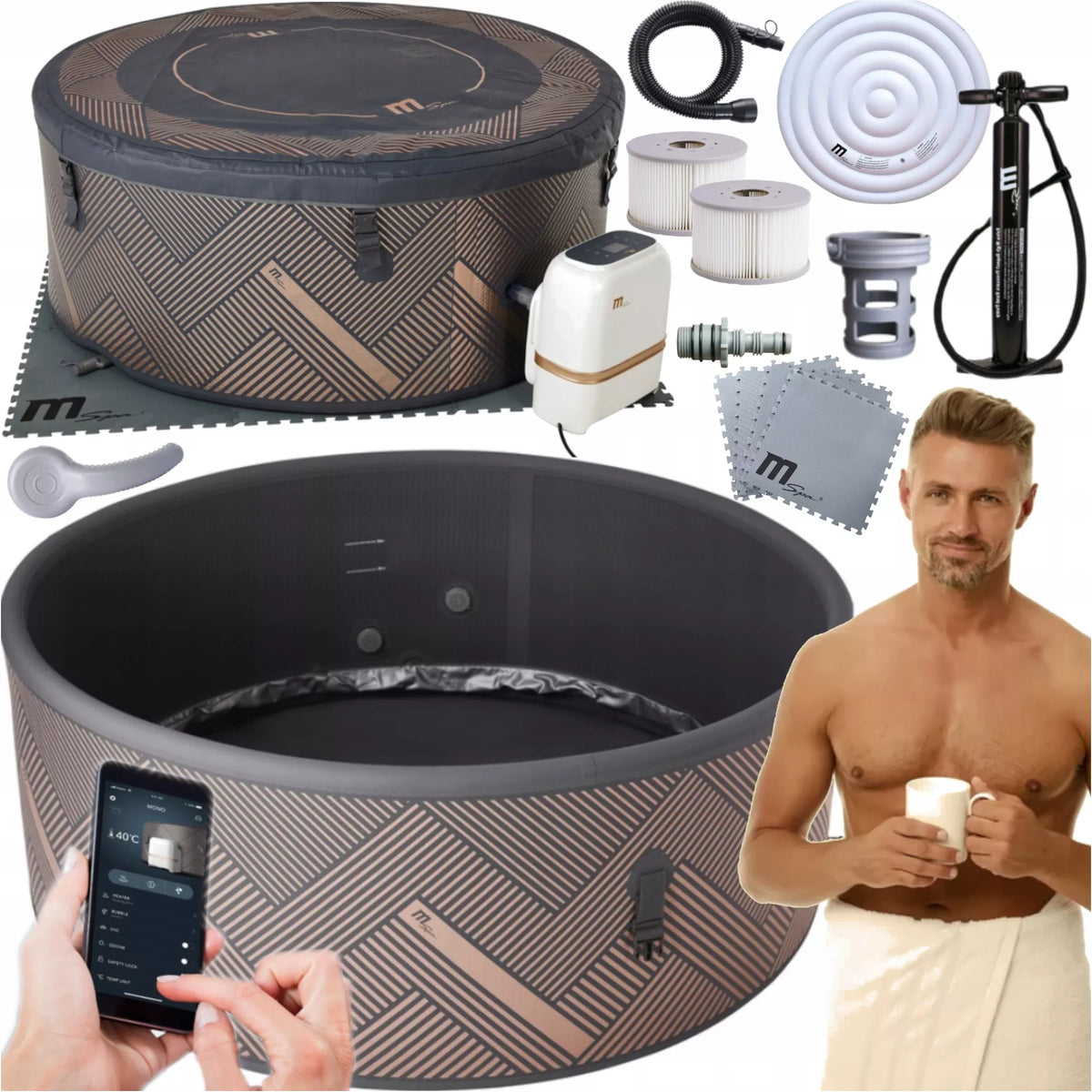 Pripučiamas lauko SPA baseinas 930l WiFi OZONO UVC pilnos komplektacijos ŽIEMA/VASARA