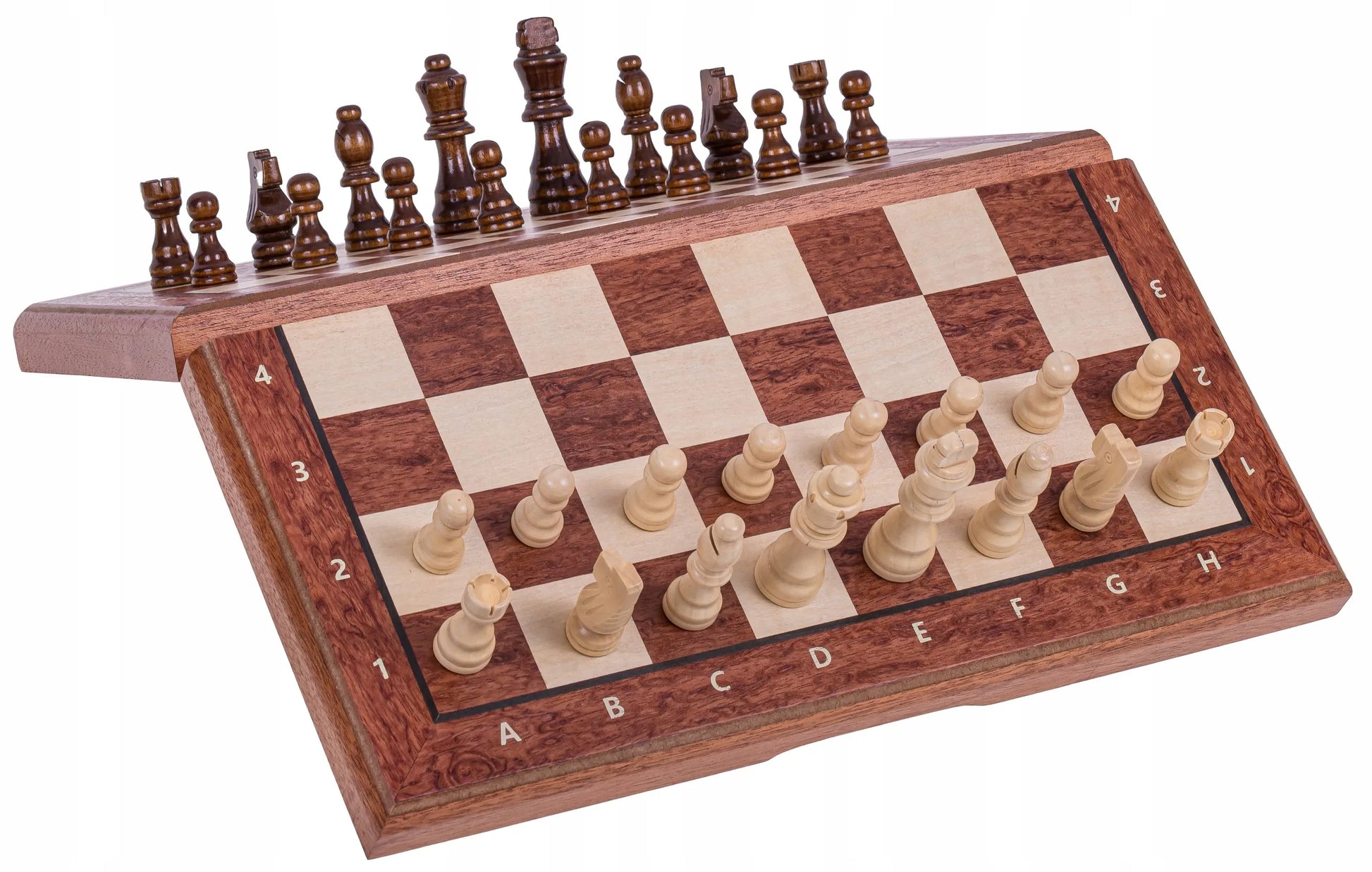 SQUARE – Dideli mediniai magnetiniai šachmatai 380 – Mahonis + 2 x papildomos valdovės
