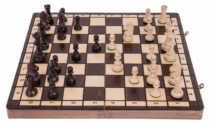 SQUARE – Mediniai šachmatai SPORT – 40 x 40 cm – 4 dydžio šachmatų figūros