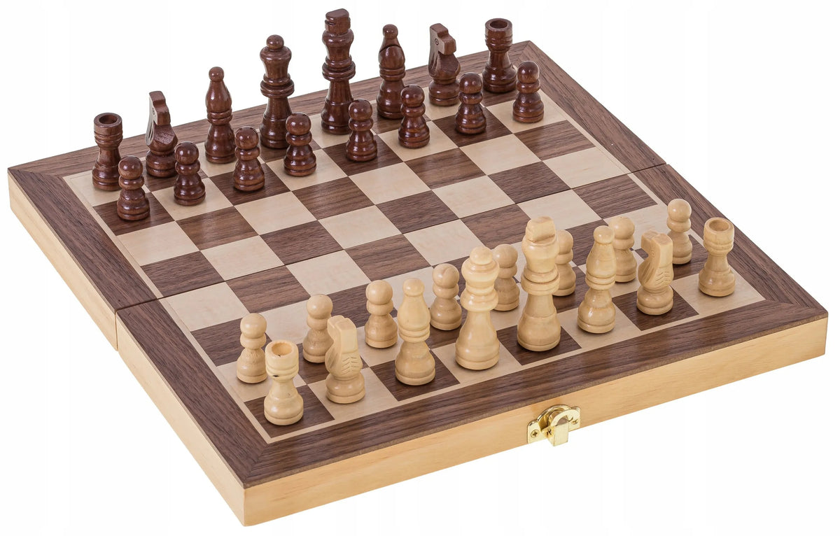 SQUARE - Mediniai šachmatai MOKYKLINIAI 290 Riešutmedžio spalvos 29 x 29 cm - Karalius 60 mm
