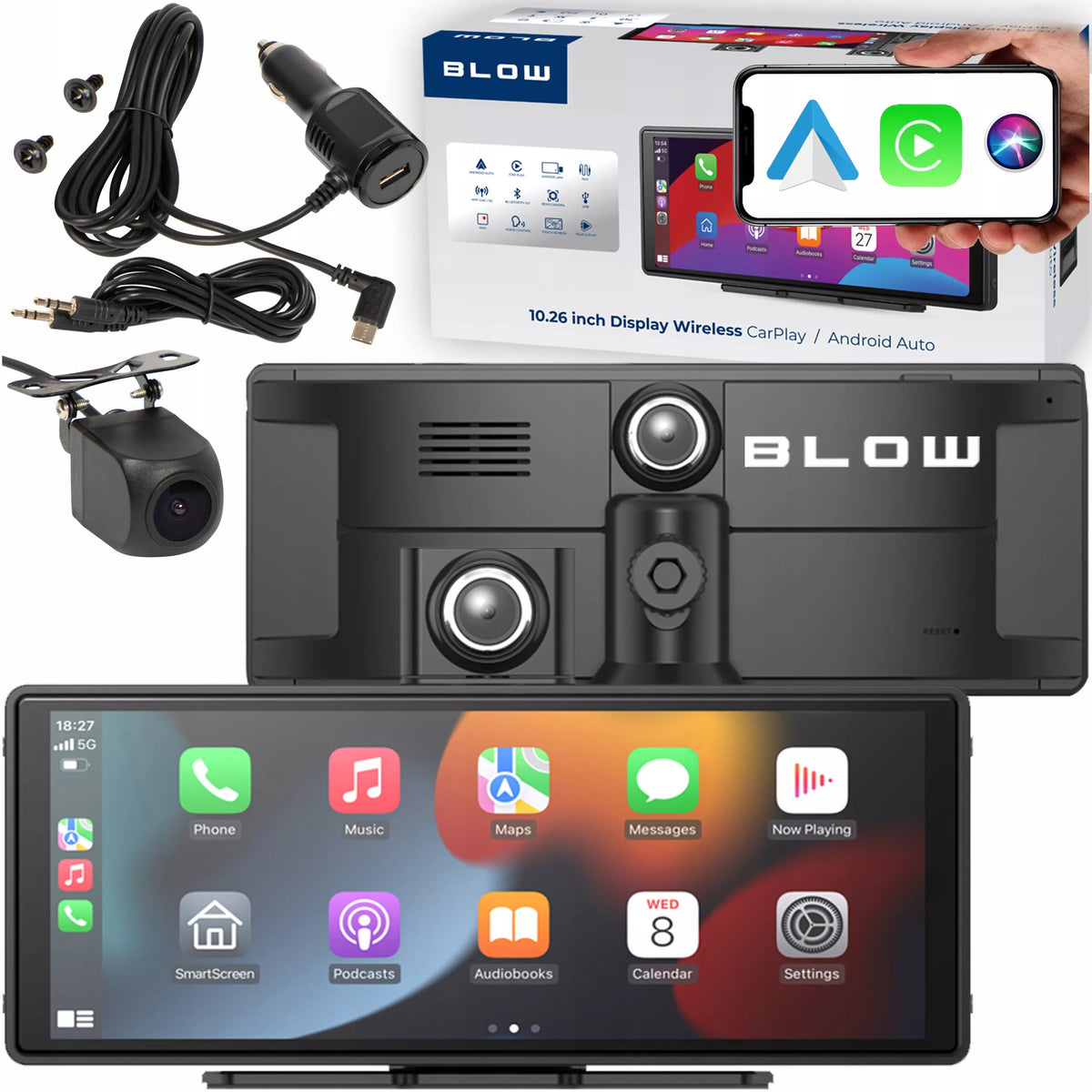 Automobilio multimedijos stotelė – radijas su Android Auto, CarPlay ir kamera
