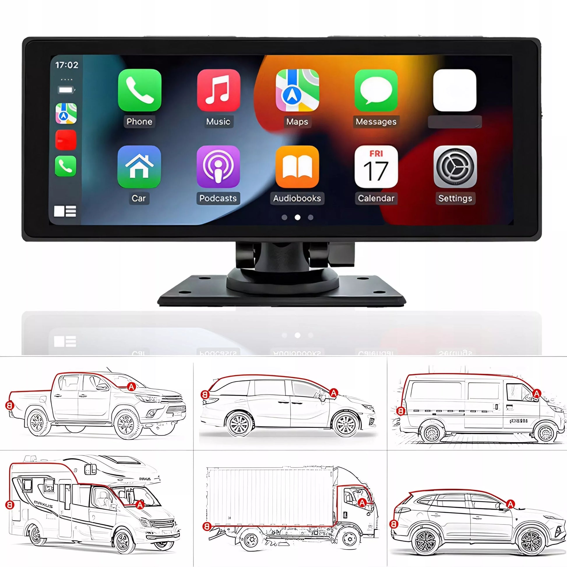 Automobilio multimedijos stotelė – Apple CarPlay, Android Auto, parkavimo kamera