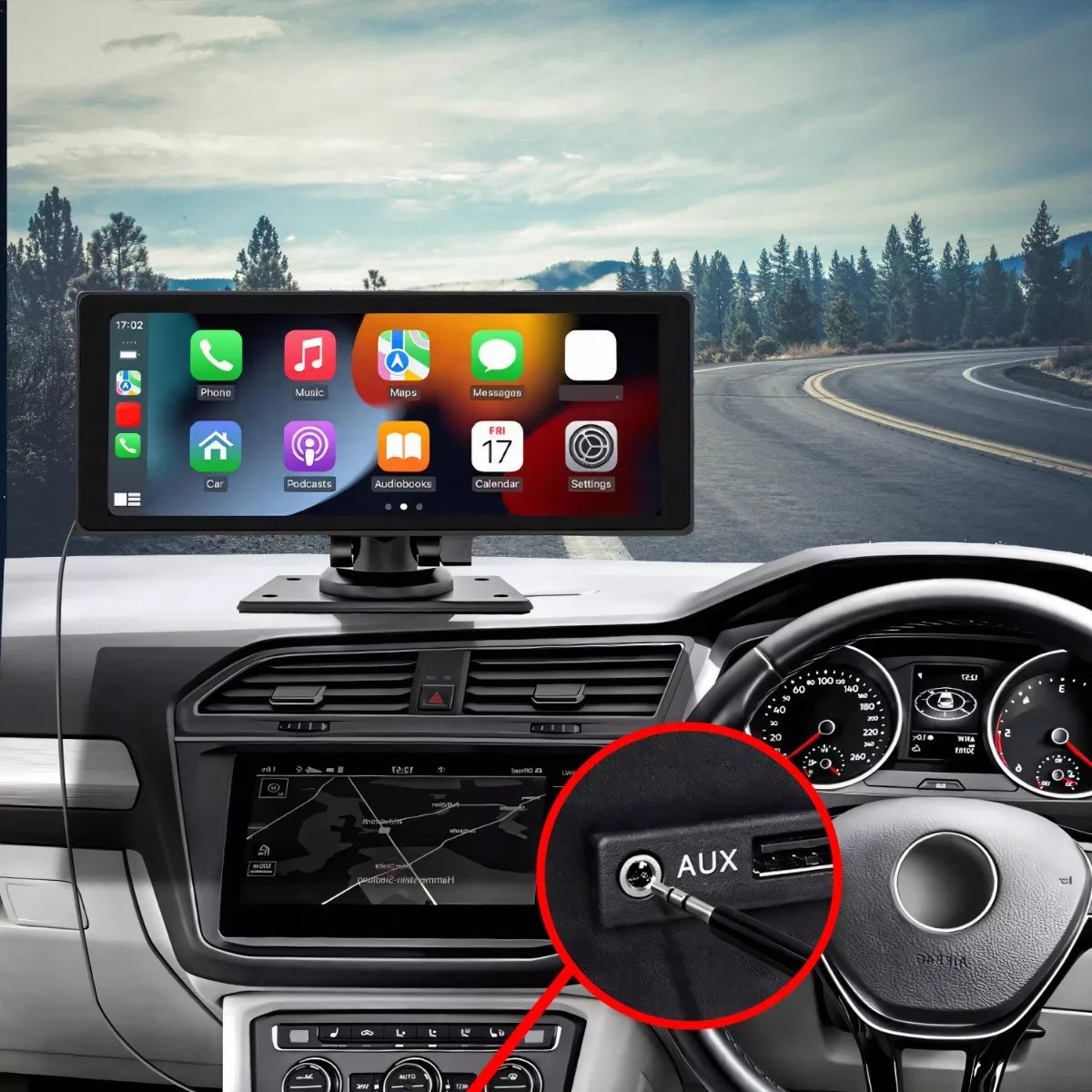 Automobilio multimedijos stotelė – Apple CarPlay, Android Auto, parkavimo kamera
