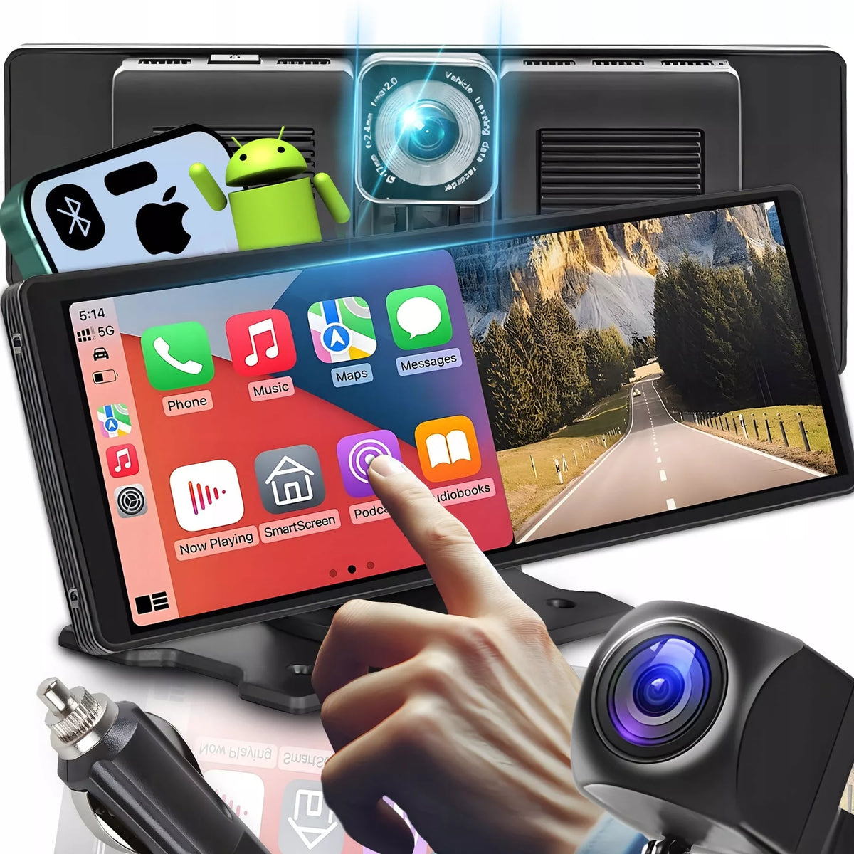 Automobilio multimedijos stotelė – Apple CarPlay, Android Auto, parkavimo kamera