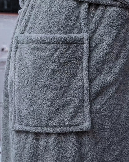 ŠLAFLIOK MOTERIŠKAS ŠILTAS MINKŠTAS ILGAS SURIŠAMAS PILKAS SU KIŠENĖMIS UNISEX