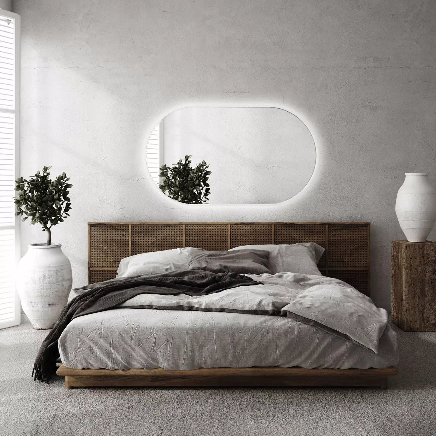 Sieninis ovalus LED veidrodis vaikų kambariui, madingas, šlifuotas, 40x70 cm