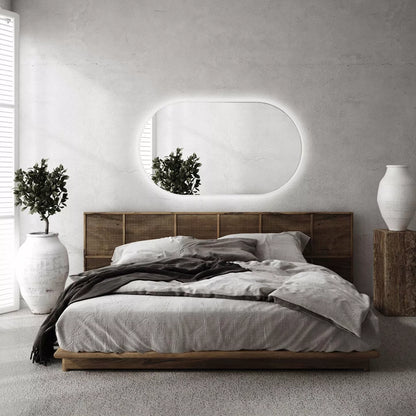 Sieninis ovalus LED veidrodis vaikų kambariui, madingas, šlifuotas, 40x70 cm