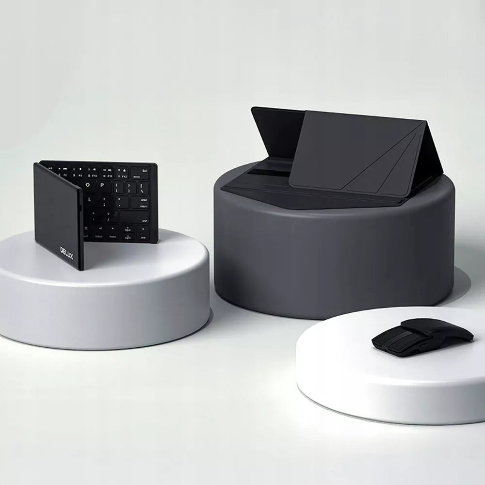 Sulankstoma belaidė „Bluetooth“ klaviatūra ir pelė, rinkinys, dėklas, kilimėlis
