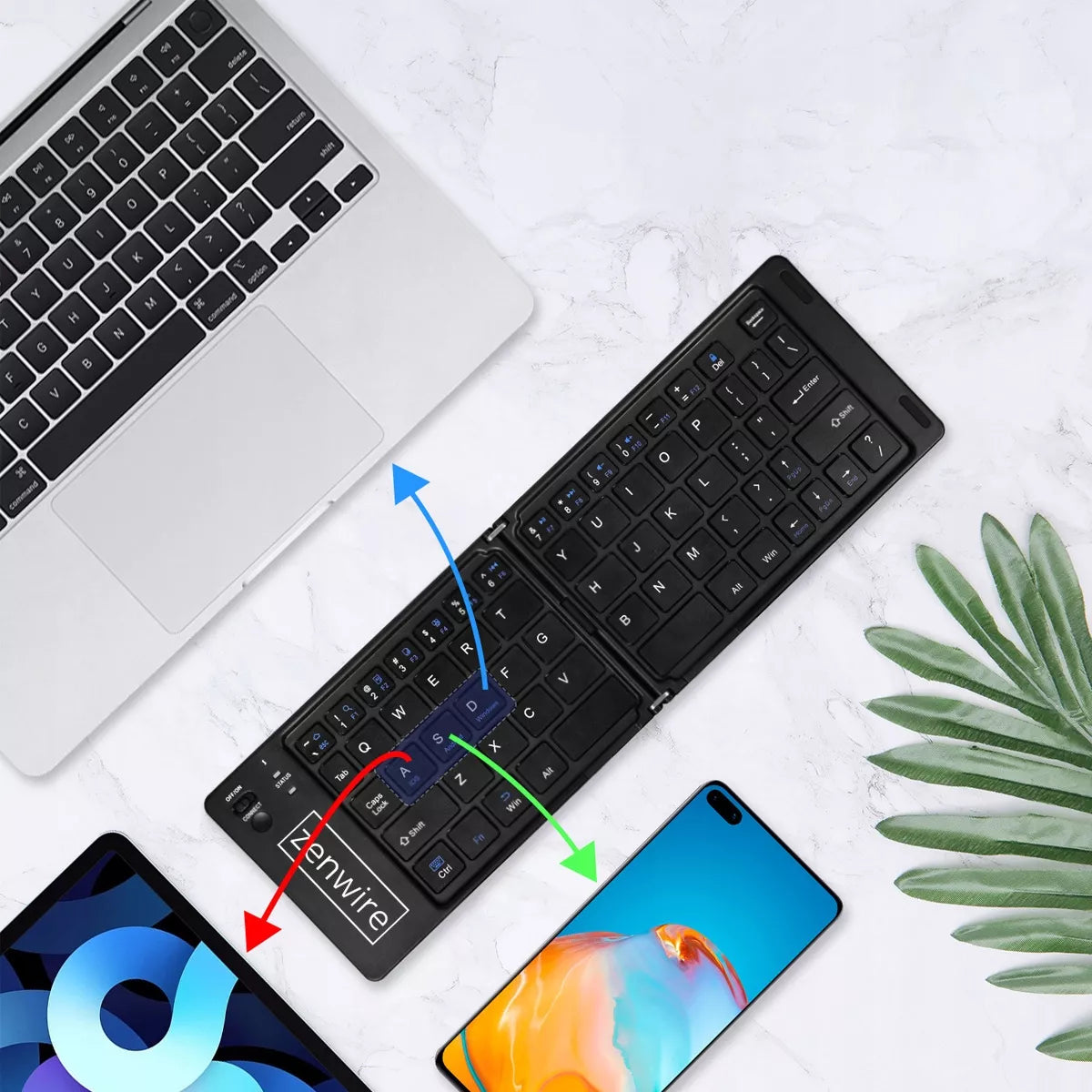 Sulankstoma Mini „Bluetooth“ belaidė klaviatūra planšetiniam komputeriui, telefonui, USB-C