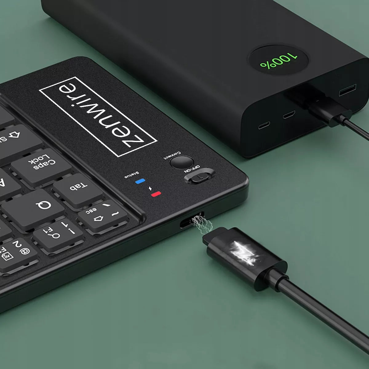 Sulankstoma Mini „Bluetooth“ belaidė klaviatūra planšetiniam komputeriui, telefonui, USB-C