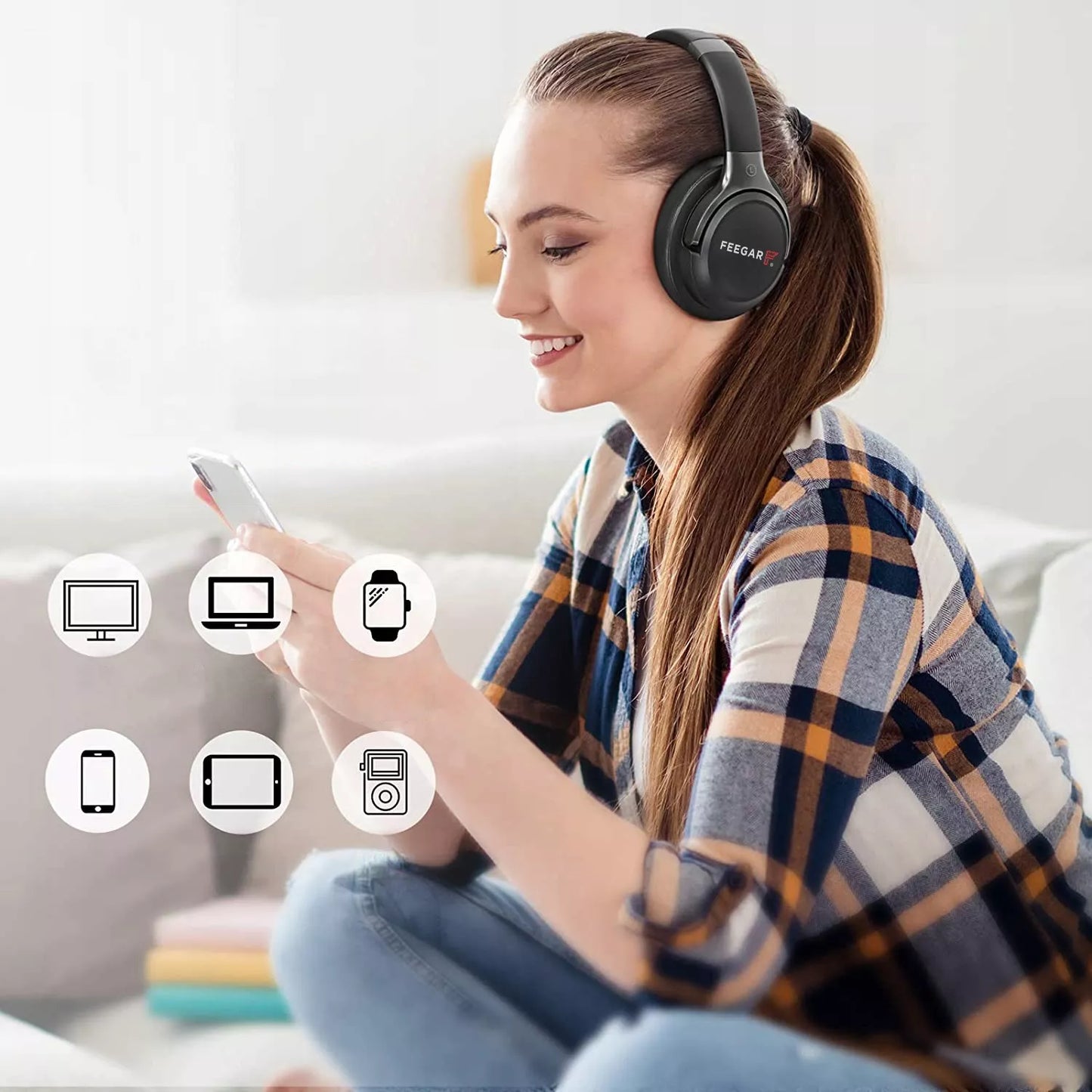 Belaidės ausinės FEEGAR Mello, 65H Bluetooth, Mikrofonas