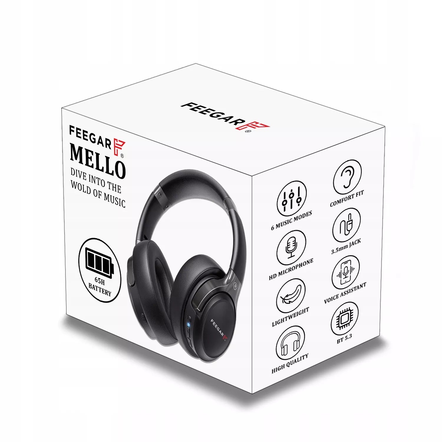 Belaidės ausinės FEEGAR Mello, 65H Bluetooth, Mikrofonas