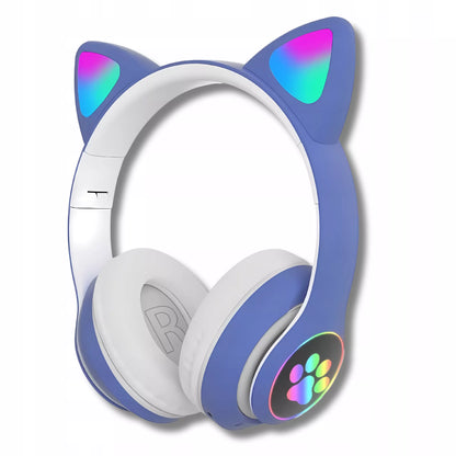 Juodos belaidės Bluetooth ausinės vaikams su katės ausimis