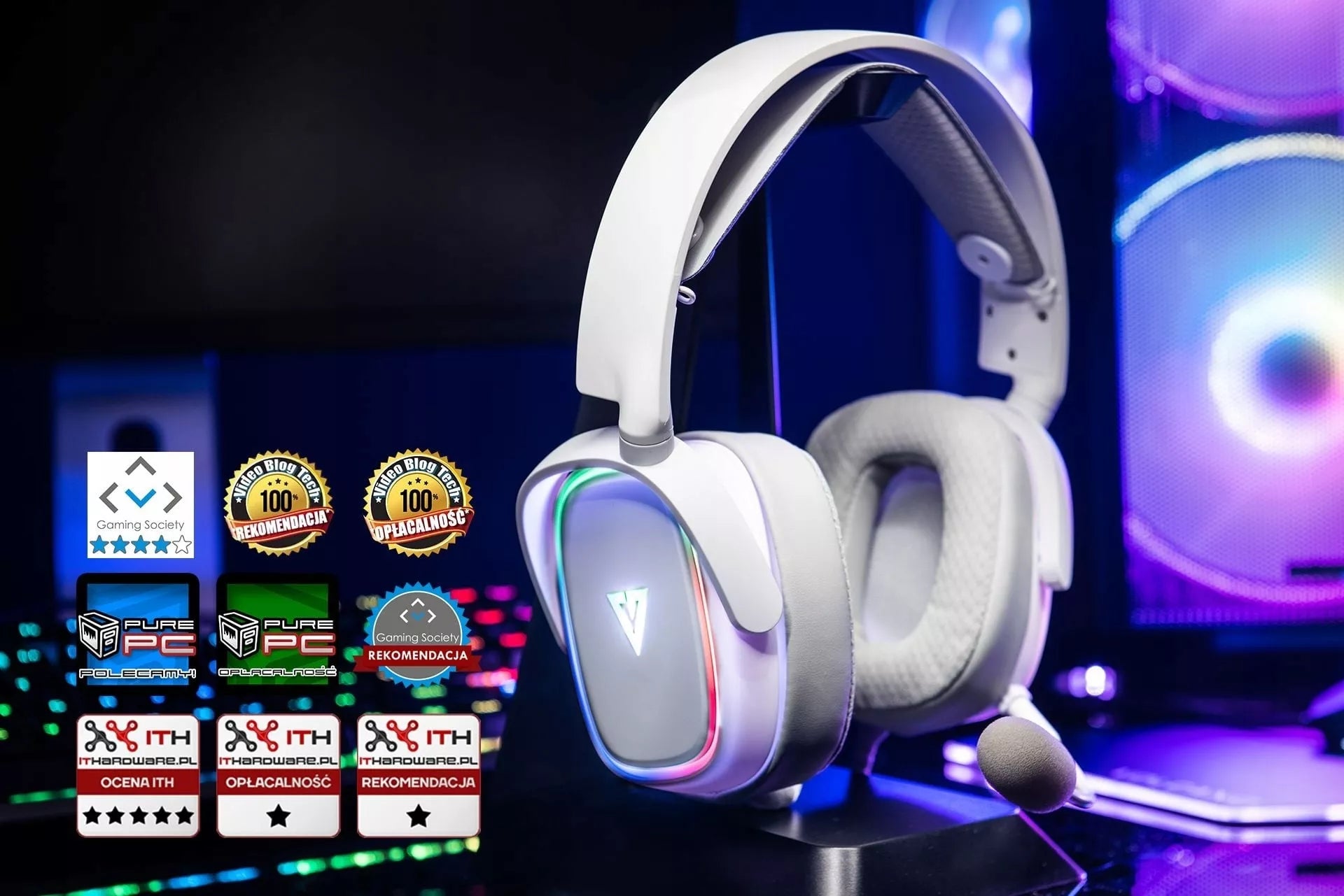 Žaidimų ausinės „MODECOM Volcano Prometheus“, USB, RGB LED su mikrofonu