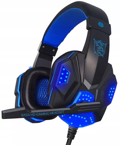 Laidinės žaidimų ausinės su mikrofonu RGB apšvietimu kompiuteriui