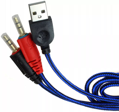 Laidinės žaidimų ausinės su mikrofonu RGB apšvietimu kompiuteriui
