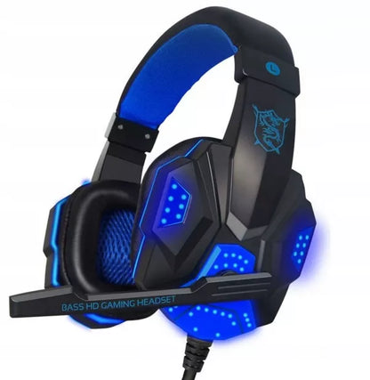 Laidinės žaidimų ausinės su mikrofonu RGB apšvietimu kompiuteriui