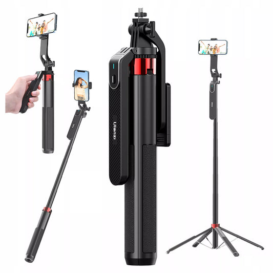 ULANZI MA09 Selfie Stick Tripod su Bluetooth nuotolinio valdymo pulteliu telefonui, GoPro kamerai