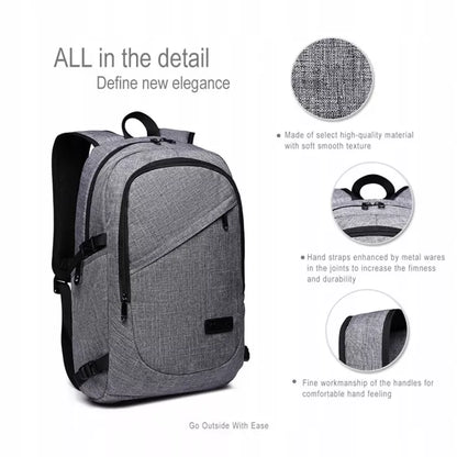 Kuprinė pilka 15,6″ laptopui, „IT Specialist“, biurui, USB, A4
