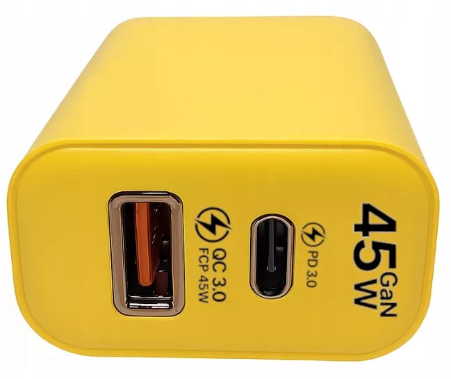 GaN greito įkrovimo įkroviklis 45W PD/QC su 65W C/Lightning laidu
