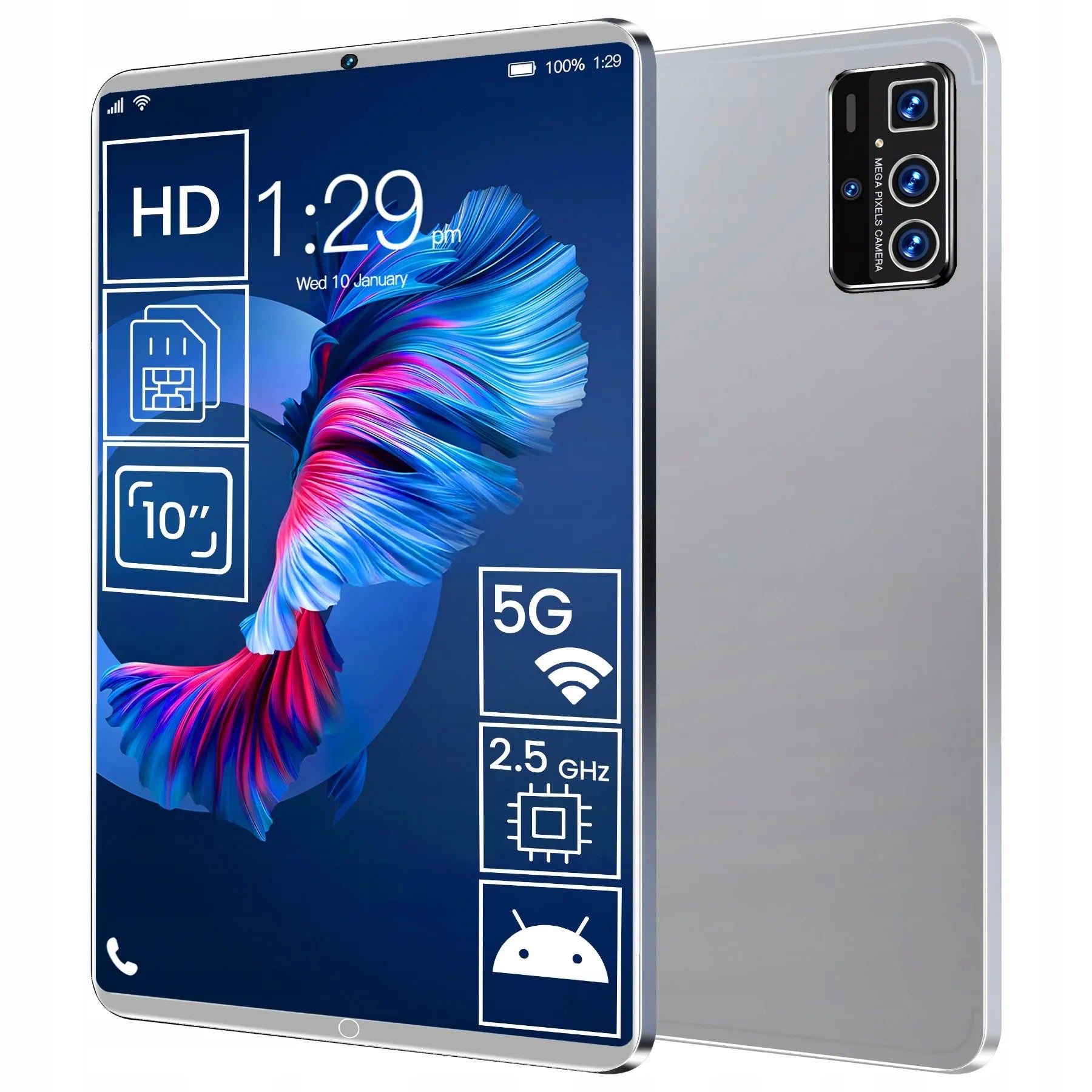 Planšetinis kompiuteris 10" 4GB+64GB Android Wi-Fi SIM BT 1280x800