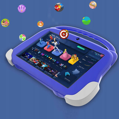 8 colių planšetinis kompiuteris 4G LTE 4/64 GB WiFi SIM GPS HD ANDROID MĖLYNAS EDUKACINIS DĖKLAS