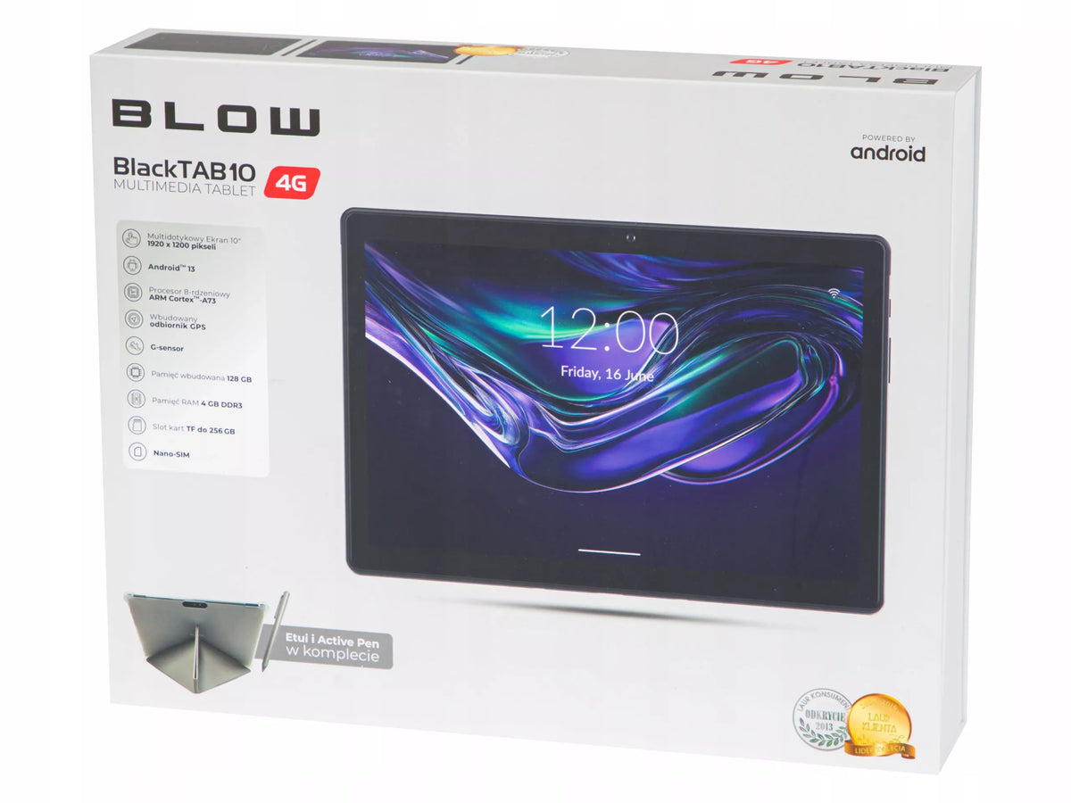Android planšetė 10" – LTE, 4/128 GB, 8000 mAh, Wi-Fi, GPS, SIM, kroviklis, juoda