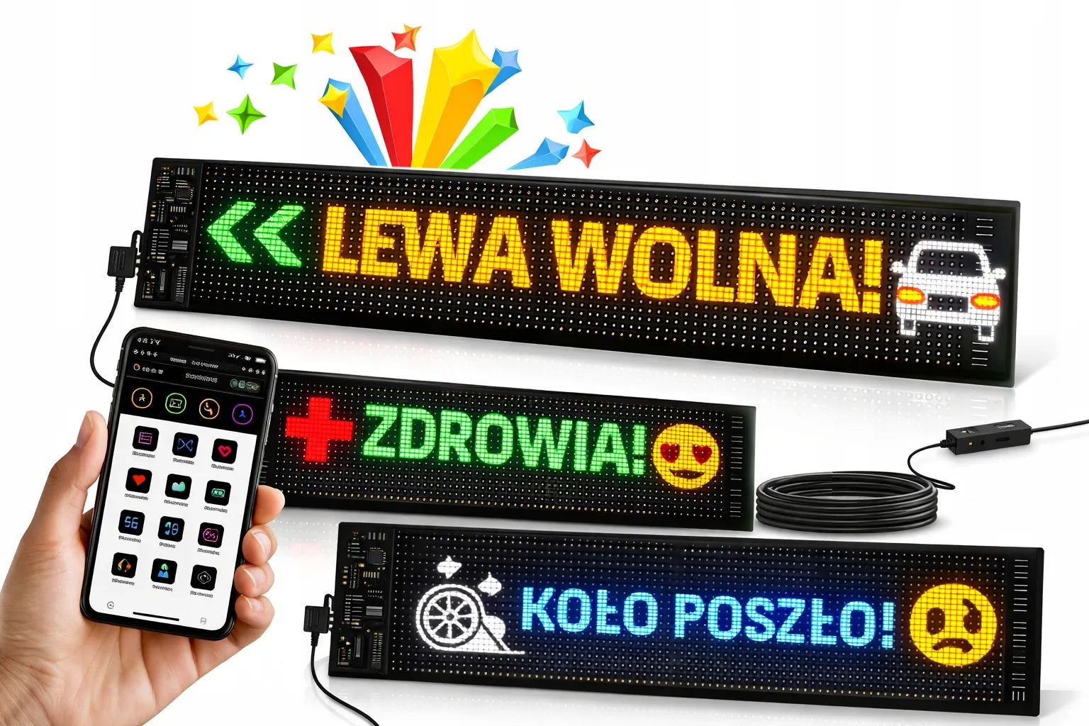 LED lenta TIR 38x10 automobilinė žinutė su programėle ir gestų signalizacijos funkcija