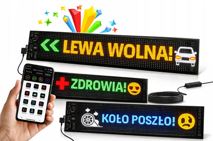 LED lenta TIR 38x10 automobilinė žinutė su programėle ir gestų signalizacijos funkcija