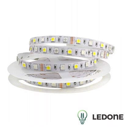 LED juostos rinkinys RGBW – 5 m, šiltai / šaltai balta, su pulteliu ir 12 V maitinimu
