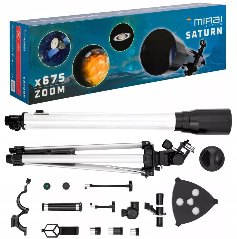 Astronominis teleskopas Mirai Optics Saturn F90070 AZIII su išmaniojo telefono adapteriu