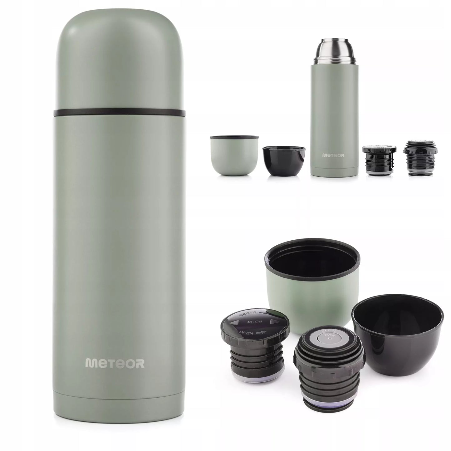 Turistinis gėrimų termosas – 750 ml, su puodeliais, šildo iki 24 val.