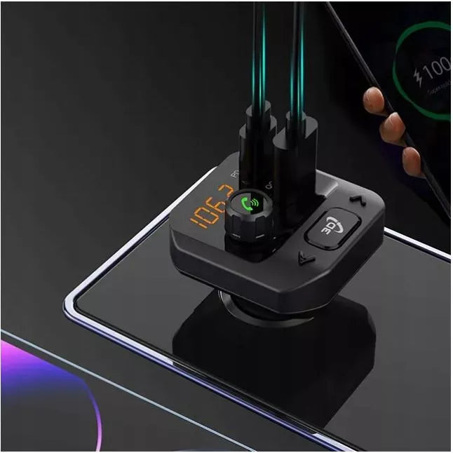 Automobilinis FM siųstuvas USB-C PD QC3.0 Įkroviklis
