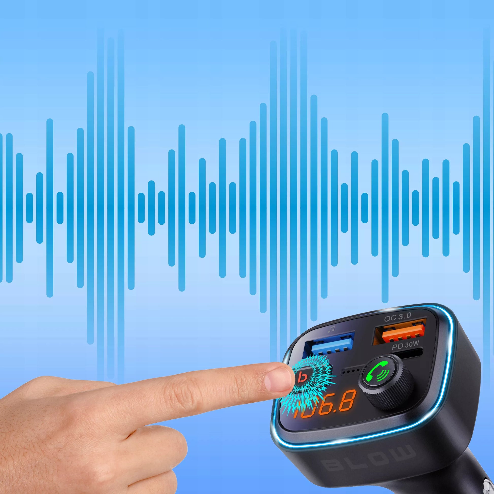 FM SIŲSTUVAS BLUETOOTH 5.3 QC 3.0 PD30W STIPRUS BOSAS KROVIKLIS MIKROFONAS