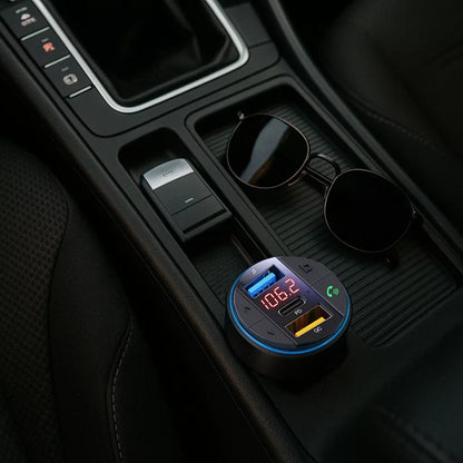 FM siųstuvas įkroviklis Bluetooth BT USB Type-C QC 3.0 + PD 30W BASS LED MP3