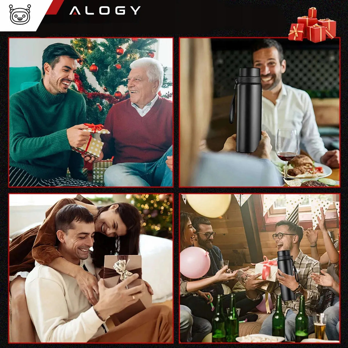 Alogy termosas butelis 1 l juodas