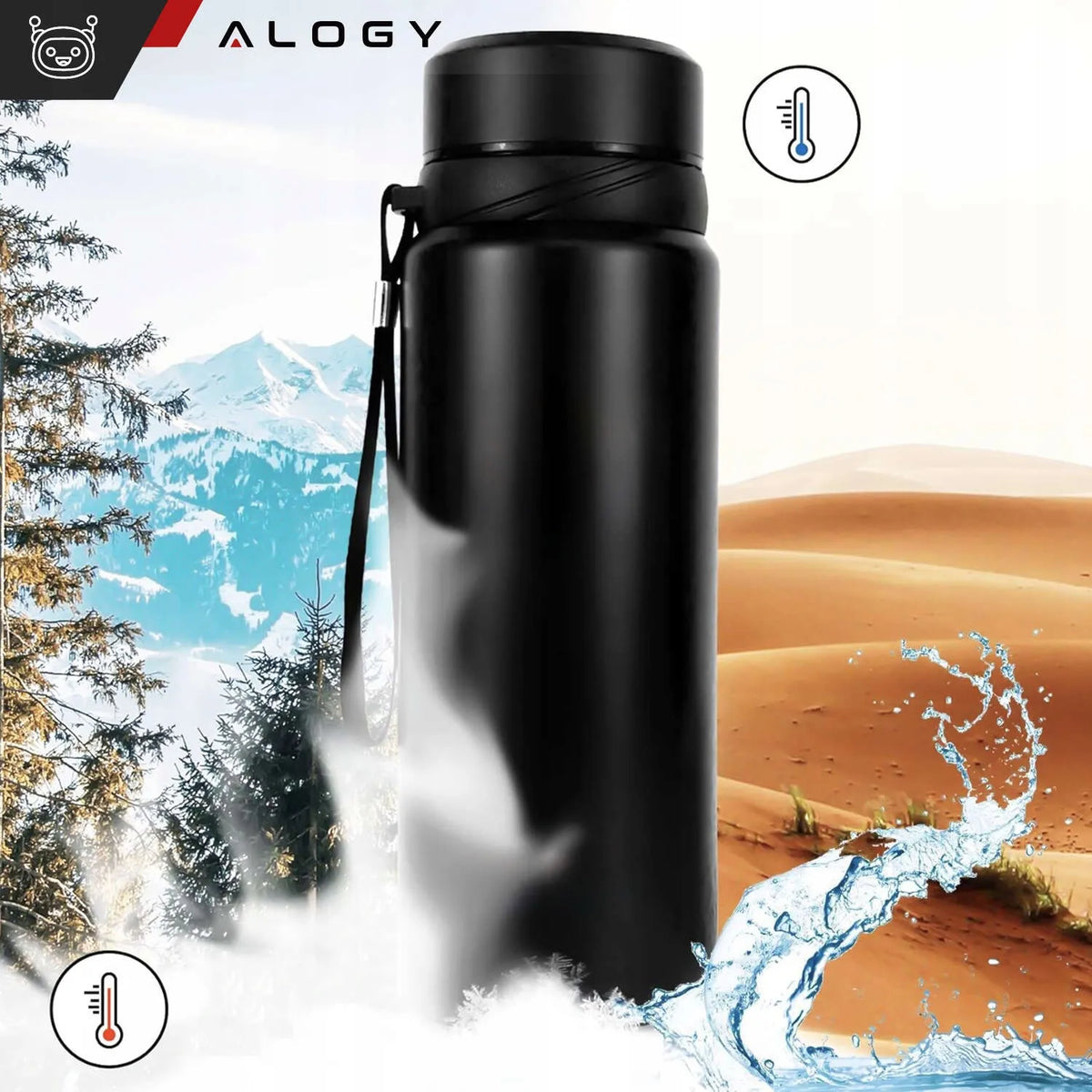 Alogy termosas butelis 1 l juodas