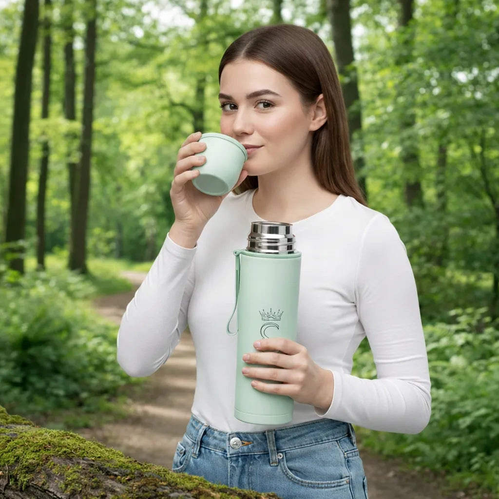 Turistinis termosas vakuuminis sandarus plieninis 500 ml mėtų spalvos