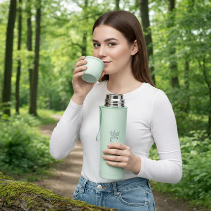Turistinis termosas vakuuminis sandarus plieninis 500 ml mėtų spalvos