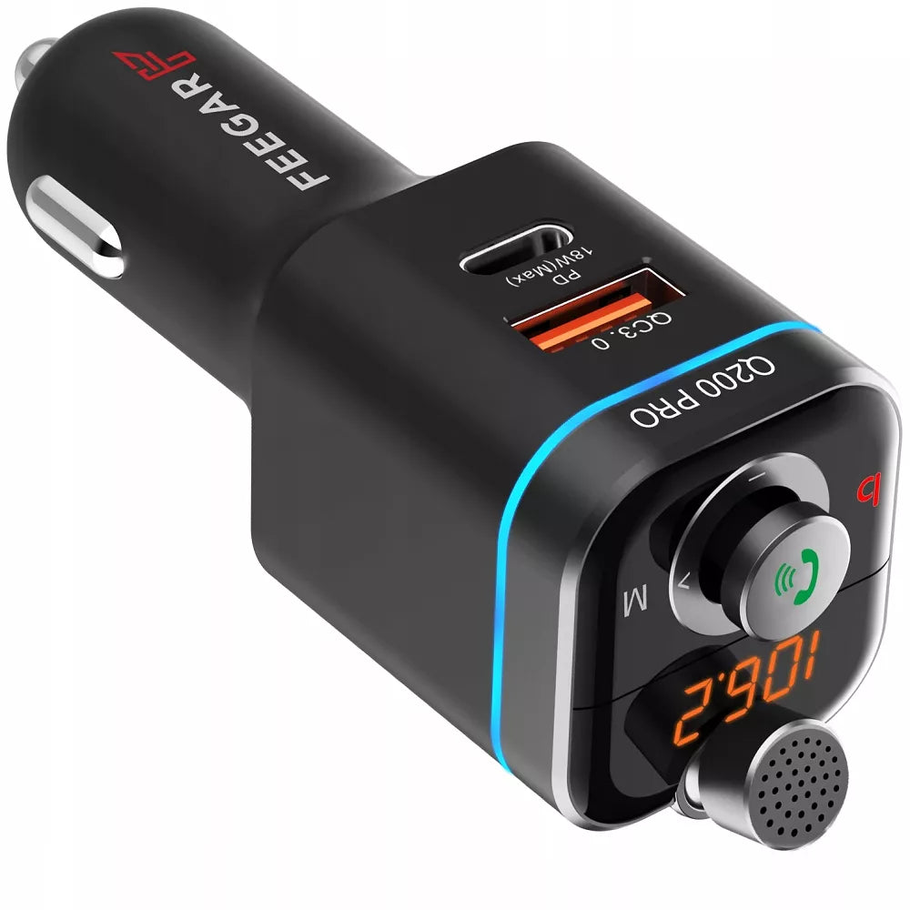 Feegar Q200 PRO transmiter FM Bluetooth z szybką ładowarką QC 4.0 42W Audio