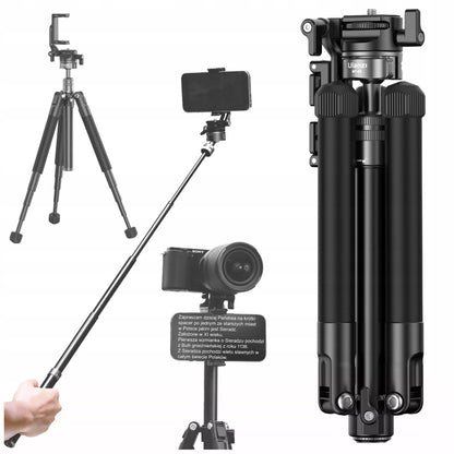 Kelioninis trikojis / monopodas 145 cm ULANZI MT-63 su 1/4 colio sriegiu ir išmaniojo telefono laikikliu