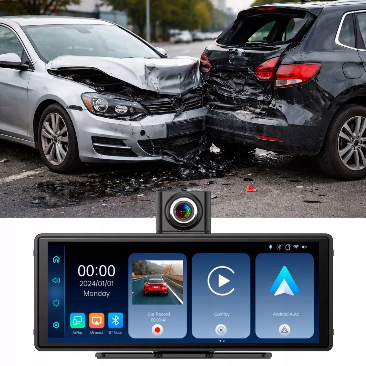 Vaizdo registratorius automobilinė kamera 10,3" FULL HD ANDROID AUTO CARPLAY