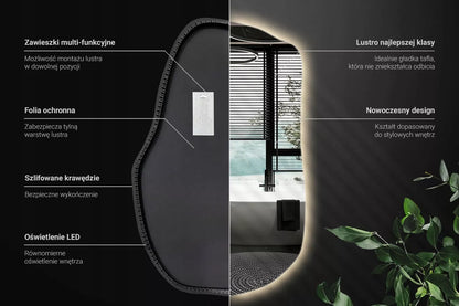 Sienos veidrodis su LED apšvietimu, dekoratyvinis netaisyklingos dėmės formos